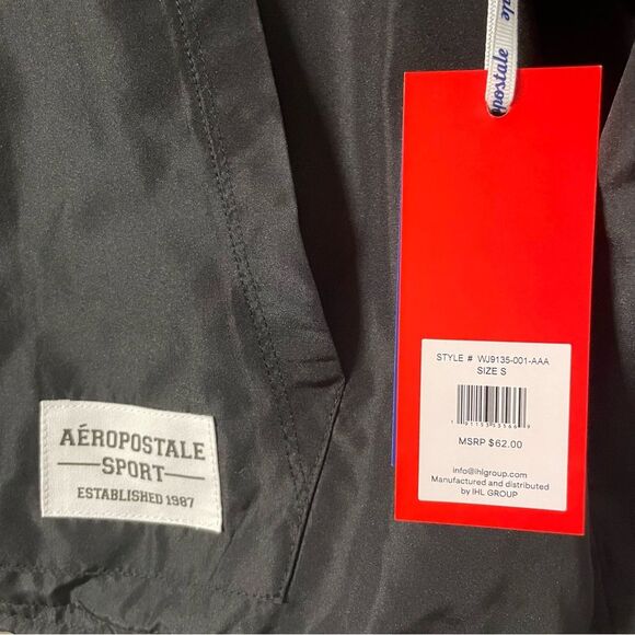 Aeropostale Sports windbreaker Black Jacket SMALL New - Picture 3 of 8